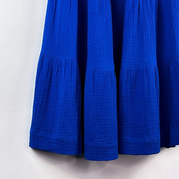 Soft Surroundings Tiered Blue Two Pocket A-Line Cotton Skirt Size PXS - Picture 5 of 10
